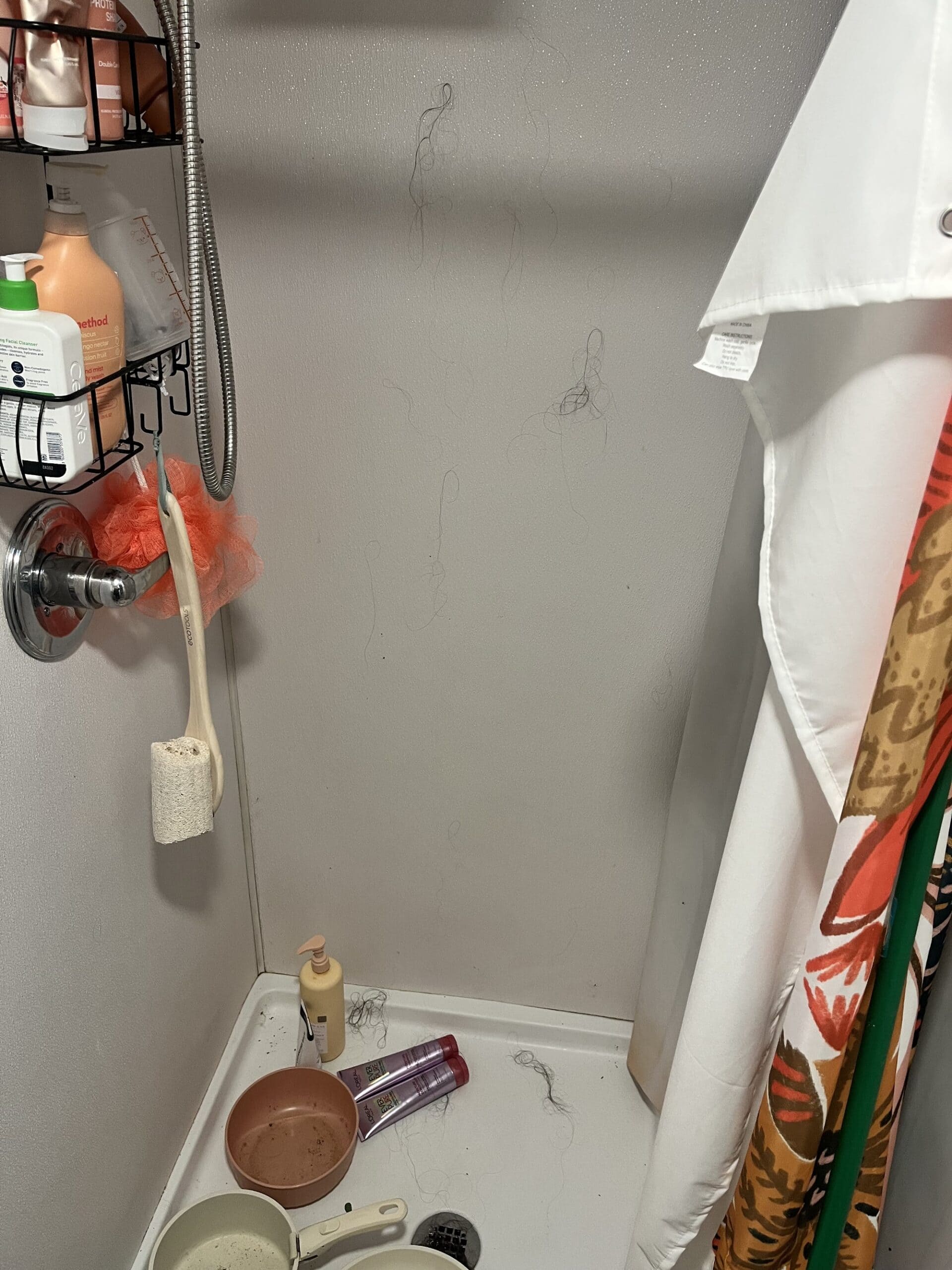 Before: dirty shower